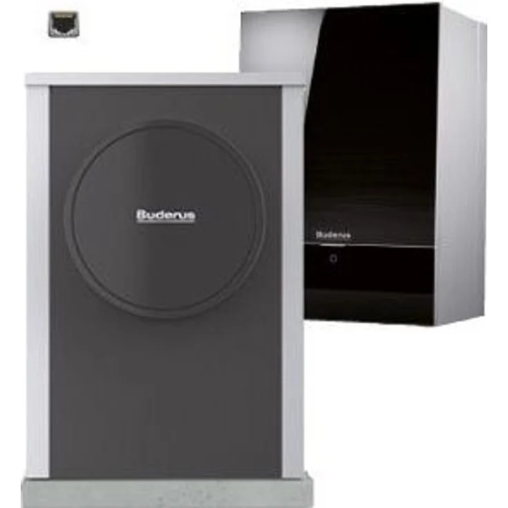 Buderus Logatherm Wärmepumpe WLW196i-2-4, 5 kW Luft-Wasser-Wärmepumpe mit schallreduzierter Technologie, Schwarz