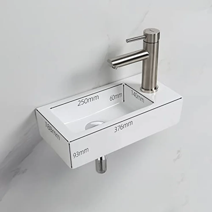 Ibergrif Hänge-Waschbecken, 29x20.5x9 CM, Einfache Reinigung und Installation, Geeignet für Badezimmer, Weiß, Keramikmaterial – Bild 2