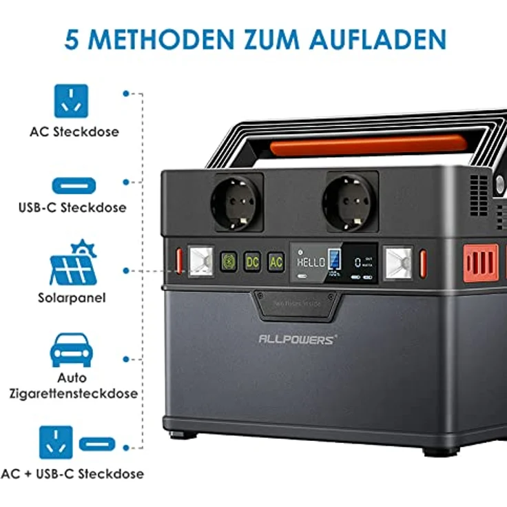 ALLPOWERS S300 Tragbarer Powerstation 288Wh / 78000mAh Mobile Stromversorgung Generatoren 300W Akku Generator Batterie Mobiler Stromspeicher für Outdoors Garten Party Reise Camping Wohnmobil Notfall – Bild 3