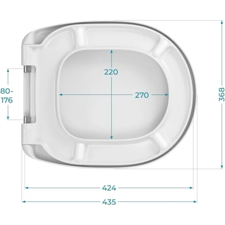Calmwaters WC-Sitz für Ideal Standard Connect, Duroplast mit Absenkautomatik, abnehmbar, weiße O-Form, bis 250 kg belastbar, Made in EU, Modell 26LP6261 – Bild 6