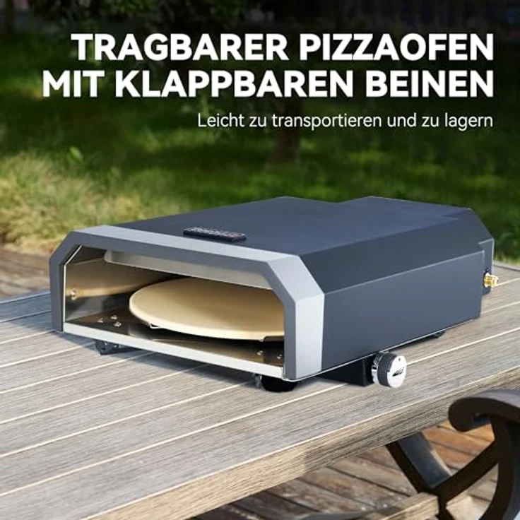 Royal Gourmet Gas Pizzaofen Kompakt, 4 kW Pizzagrill mit Pizzastein, automatischer Zündung und klappbaren Beinen für Outdoor Camping – Bild 5