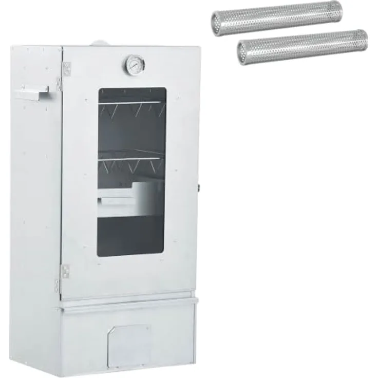 vidaXL Cold Smoker mit Rauchtube, verzinkter Stahl, 44,5 x 29 x 83 cm, wetterfest, für Fleisch und Gemüse, Edelstahl Pelletgrill für den Garten