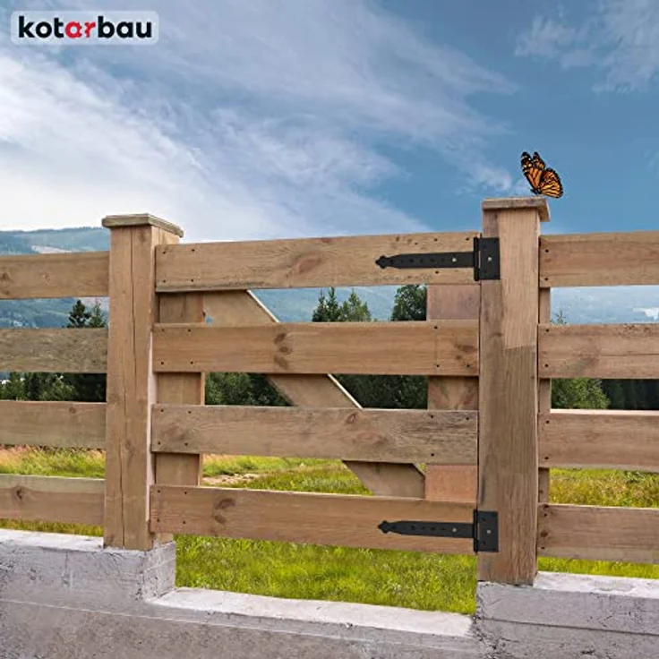 KOTARBAU® 2er Set Kreuzgehänge - 350 mm T Scharniere für Gartentore und Holztüren - Pulverbeschichteter Stahl, schwerlastfähig, schwarz – Bild 3