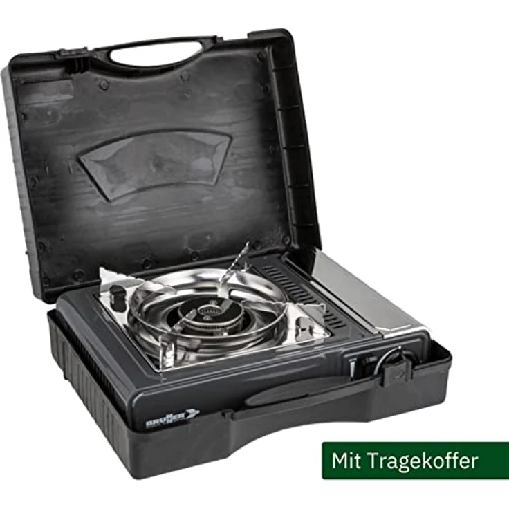 Brunner Campingkocher, tragbarer Gaskocher mit 2-Flammen-Brenner, Piezozündung und Zündsicherheitsthermoelement, mit Kunststoff-Tragekoffer – Bild 7