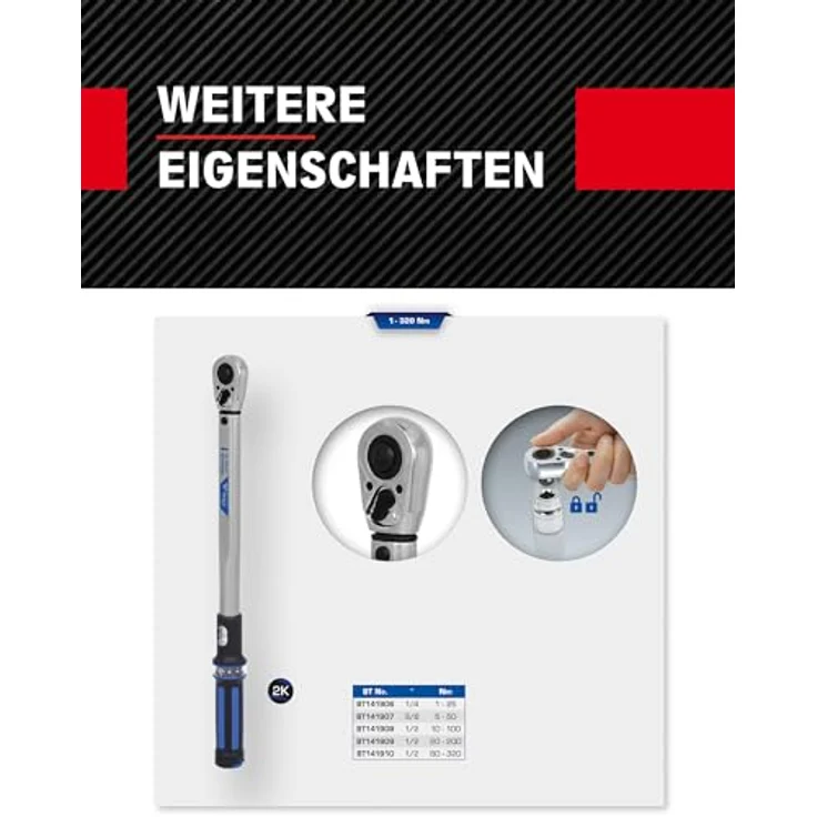 Brilliant Tools BT141906, Drehmomentschlüssel 1/4" mit Drehmomentbereich von 1 bis 25 Nm, robuster Metallkonstruktion und Umschalt-Ratschenkopf – Bild 4