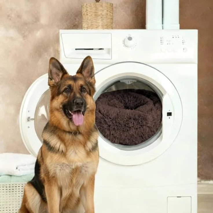 BENNO® Hundebett BALU, Donutform, 70x70x16 cm, braun, waschbar, rutschfest, inkl. Kauknochen – Bild 4