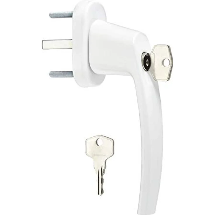 Fenstergriff abschließbar (gleichschließend) mit 45° Raster 28 x 151 x 62 mm weiß Aluminium inkl. 2 Schlüssel Kindersicherung Fenstersicherung Türsicherung von SO-TECH® – Bild 1