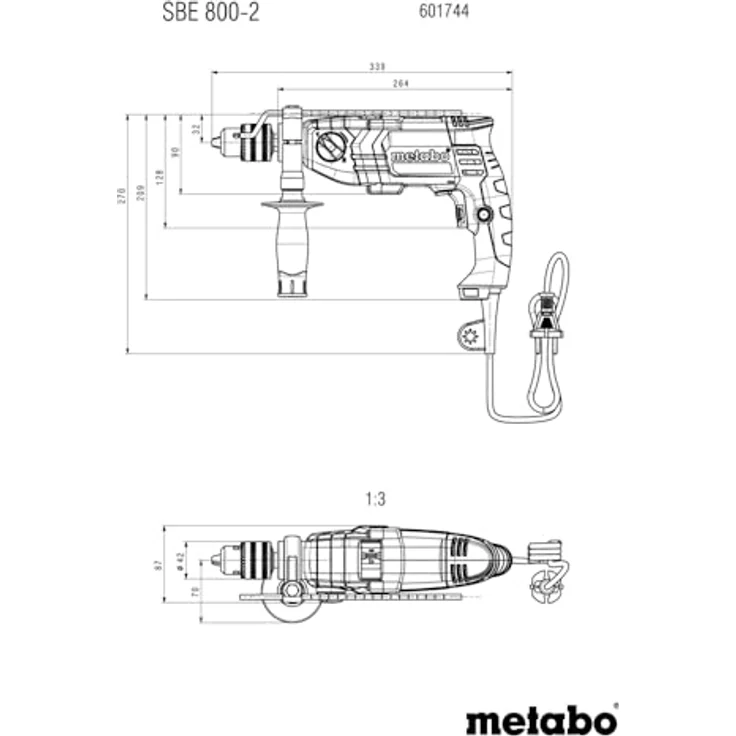 Metabo Schlagbohrmaschine SBE 800-2 (601744510) Kunststoffkoffer, Leistungsstark & Vielseitig – Bild 4