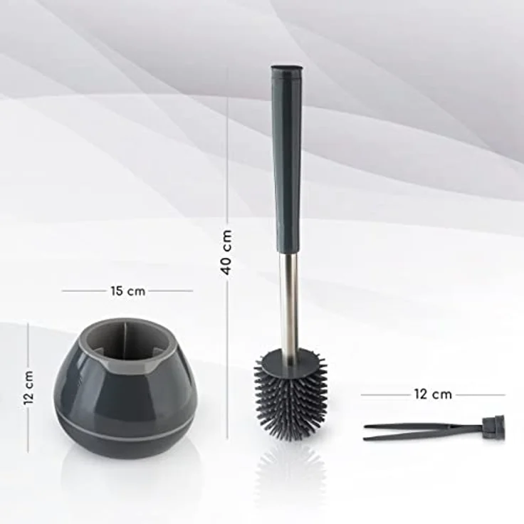 Exitoso Klobürste Silikon Antibakterielle Toilettenbürste Edelstahl Klobürstenhalter und Halter - WC Bürste Toilettenbürste Silikon Klobürste schwarz - Toilettenbürste Silikon Kopf Silikon Klobürsten – Bild 3