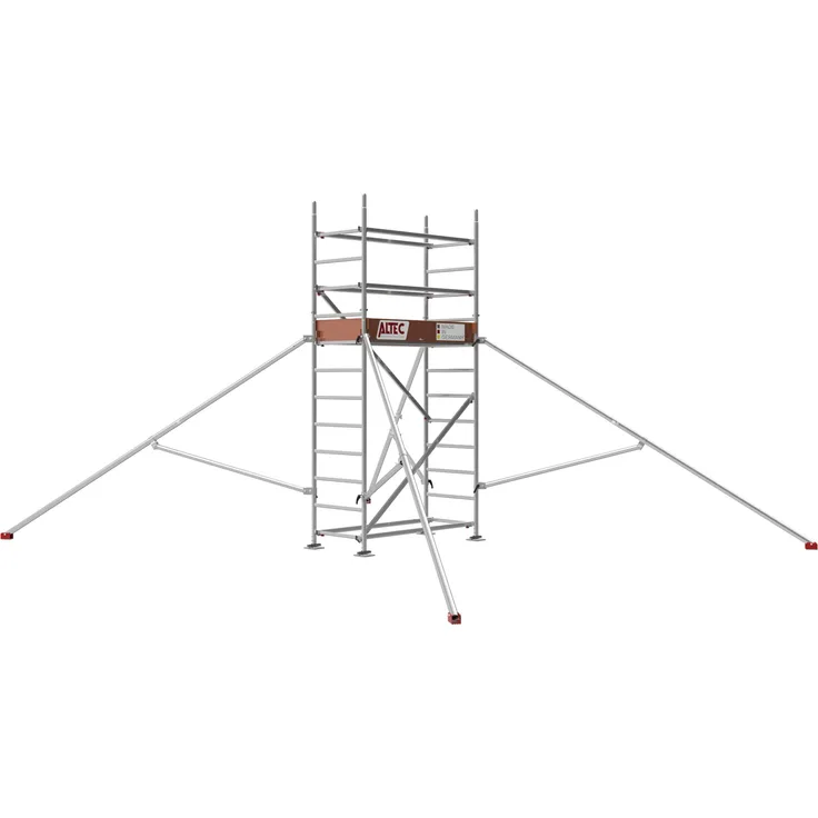ALTEC Aluminium Fahrgerüst ALTEC Rollfix 2.0 mit Fußplatten&Dreieckausleger, Made in Germany, maximale Arbeitshöhe 10 Meter, leicht und stabil