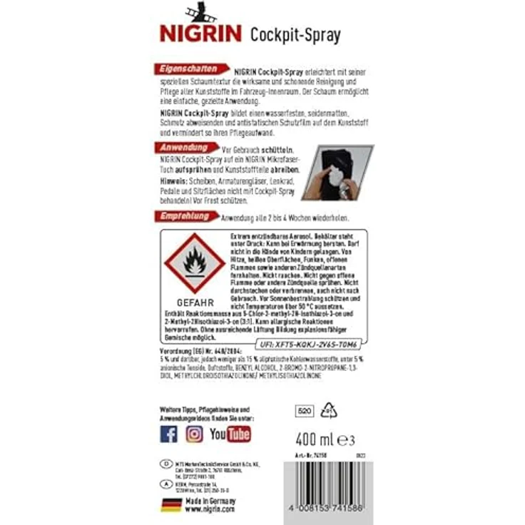 Nigrin 74158 Cockpitpflege 400ml – Bild 5