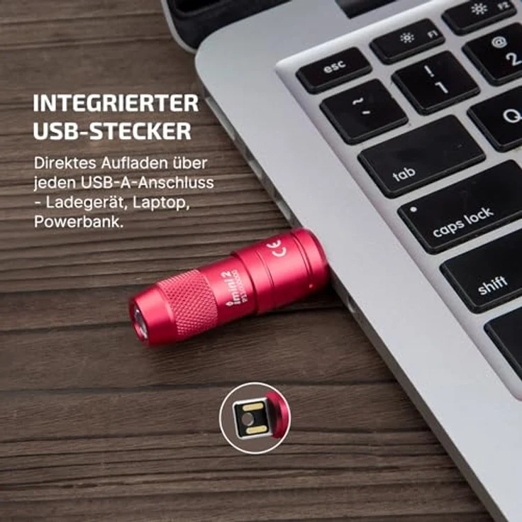 OLIGHT iMini 2 Mini LED Taschenlampe, USB-aufladbar, 50LM, IPX6, magnetische Basis, warmes Rot, 19,5g – Bild 5
