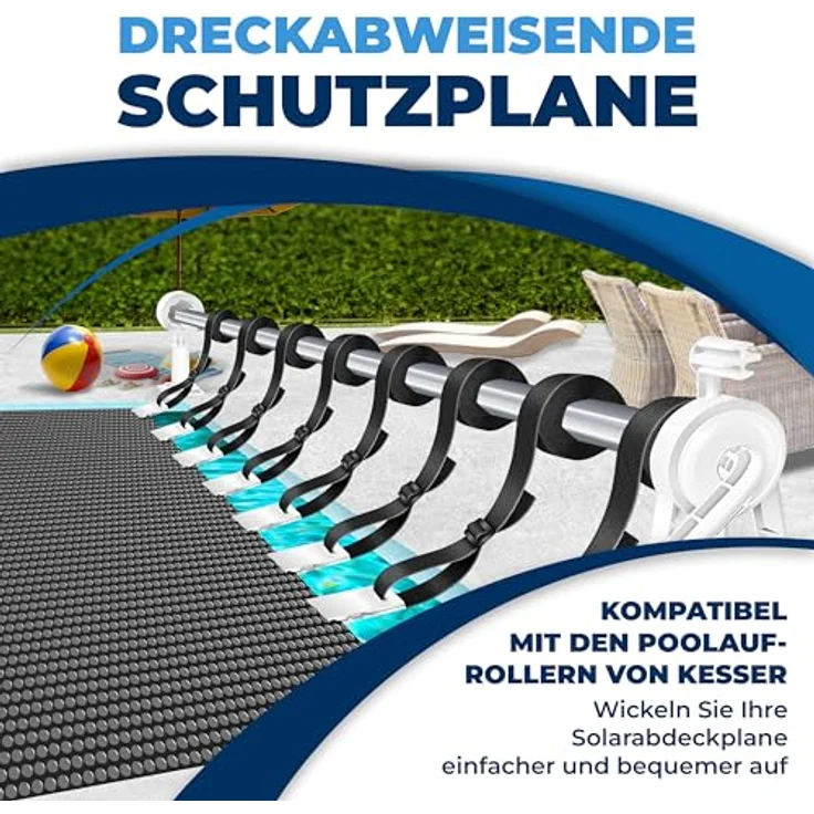 KESSER Pool Solarabdeckplane Rund Ø 244 cm Solarfolie Stärke 120 µm Solarabdeckung Solarplane zuschneidbar Poolsolarplane Solar Folie Poolheizung für Wassererwärmung Wärmeplane Schwarz, Ø 305 cm – Bild 6