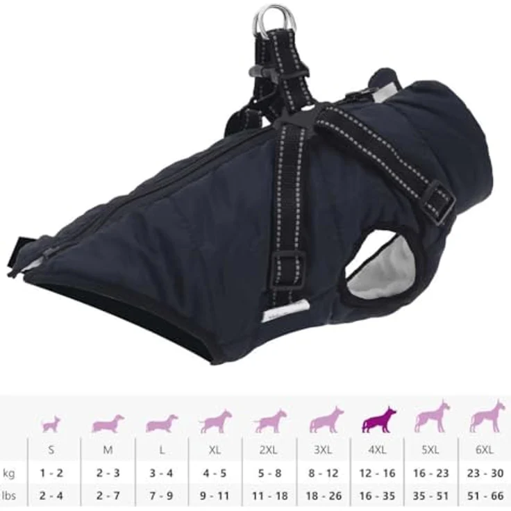 vidaXL Hundemantel mit Geschirr Wasserdicht Reflektierend Marineblau S – Bild 3