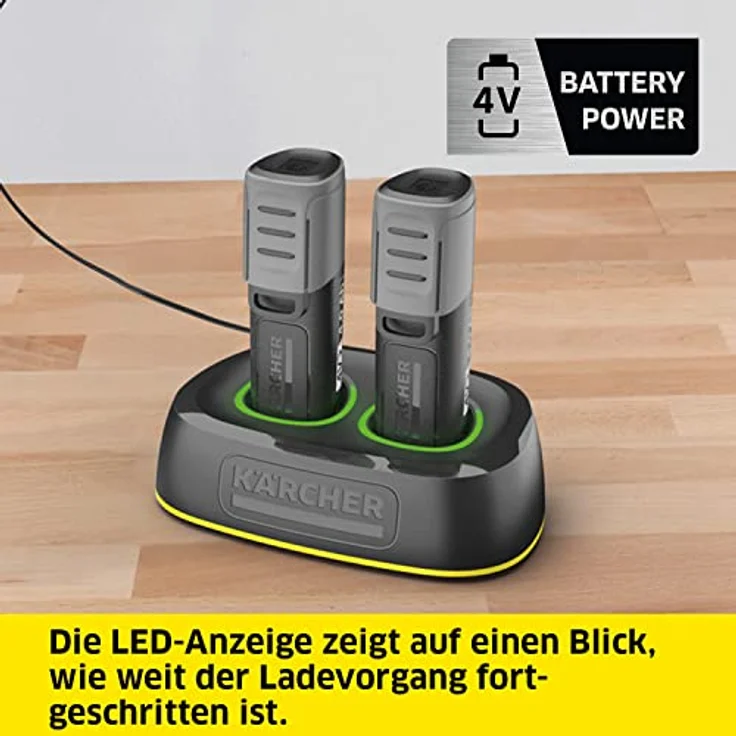 Kärcher Fast Charger Duo Battery Power 4 V, Schnellladegerät für 2 Akkus, max. Ladestrom 2 x 2,5 A, LED-Anzeige, Ladezeit 50 min bis 80%, 70 min bis 100% – Bild 5
