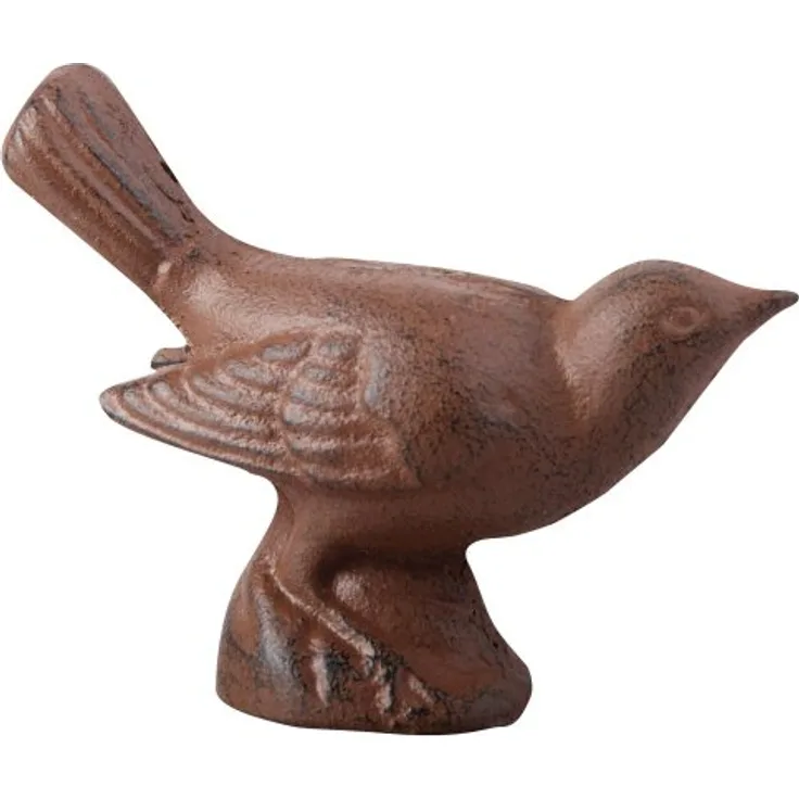 Esschert Design Gartenfigur, Skulptur Motiv Vogel, geduckt aus Gusseisen in braun, ca. 11 cm x 4,9 cm x 8,6 cm