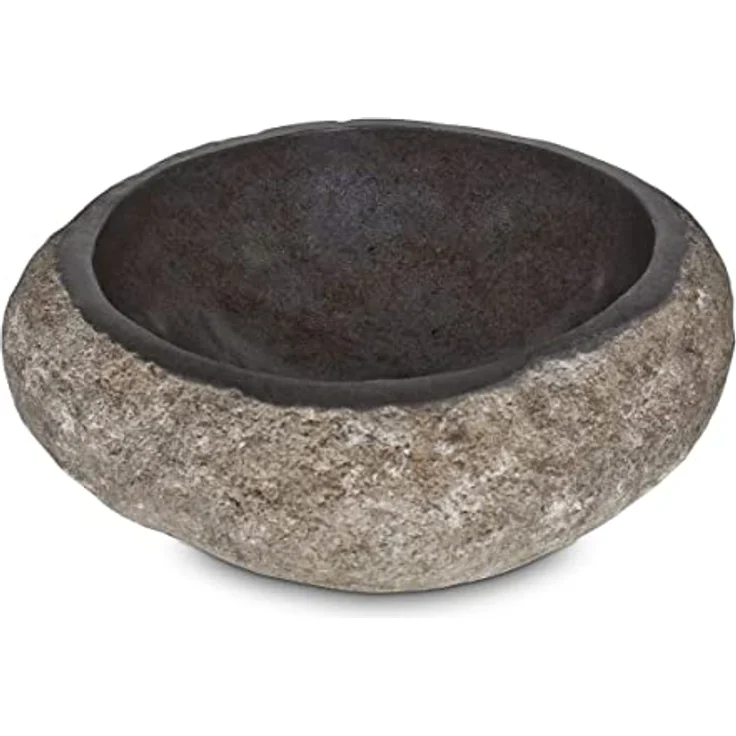Oriental Galerie Top Serie Flussstein Handwaschbecken Naturstein Waschschale Stein Findling Natur Grau ca. 30-35 cm – Bild 3