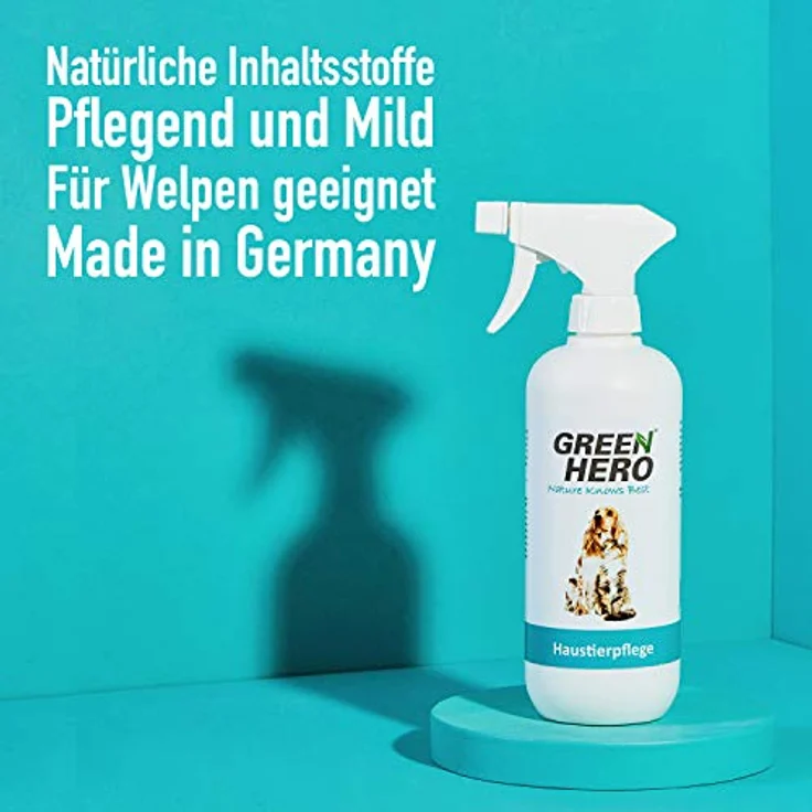 Green Hero Haustierpflege Spray 500ml Mittel gegen Juckreiz für Hund und Katze, Pflegt die Haut bei Grasmilben Milben Räude Reizungen Läusen und unterstützt den Regenerationsprozess Anti Juckreiz – Bild 2
