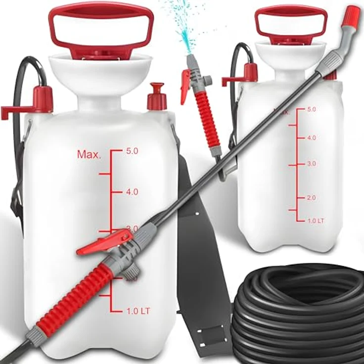 Retoo Drucksprüher 5 L Füllinhalt Gartenspritze Sprühgerät für den Pflanzenschutz Drucksprühgerät Universelle Sprühflasche für Essigsäure Wasser Dünger Verstellbare Düse Spiralschlauch - Preisvergleich – Bild 1