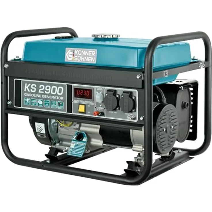 Könner & Söhnen Benzin Stromerzeuger KS 2900, 2900W, 4-Takt Generator mit AVR, 2x 230V, LED-Anzeige und Überlastschutz