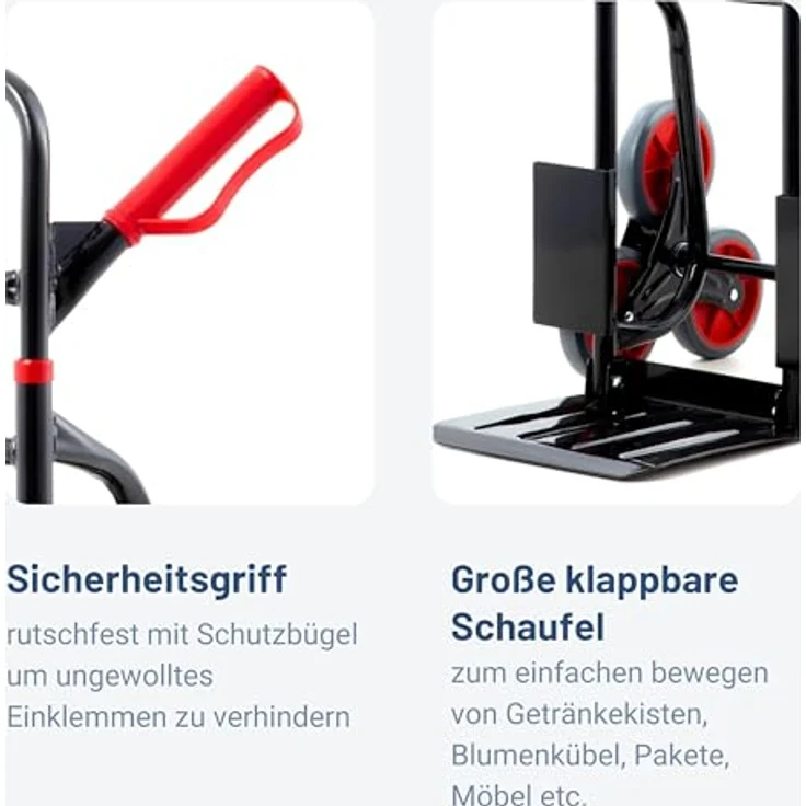 Pallit Treppensackkarre klappbar für 120kg DIABLO, Transportkarre aus Stahl, 3-Räder-System, blau – Bild 4