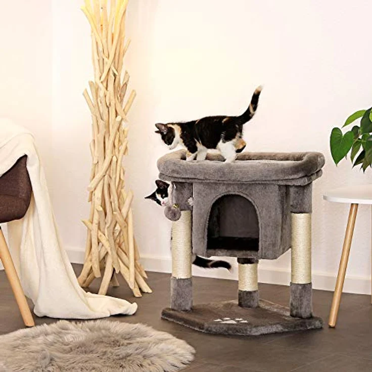 lionto Kratzbaum Kletterbaum Katzenkratzbaum Katzenbaum Höhe 60 cm, dunkelgrau – Bild 3
