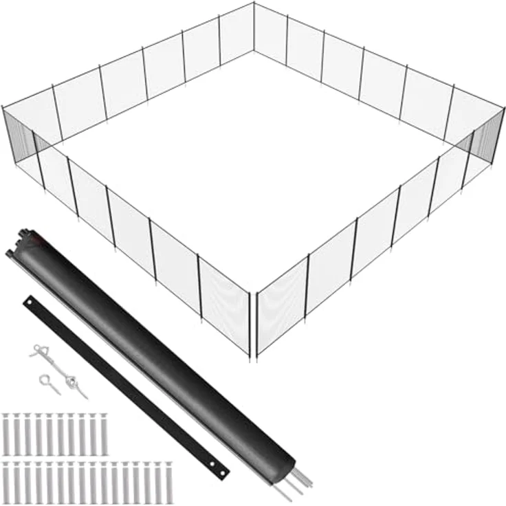 VEVOR Poolzaun, 1,21 x 21,95 m abnehmbarer Kindersicherheits-Poolzaun, Schwarz, einfache DIY-Installation, 340 g Teslin-PVC-Netz, schützt Kinder und Haustiere – Bild 1