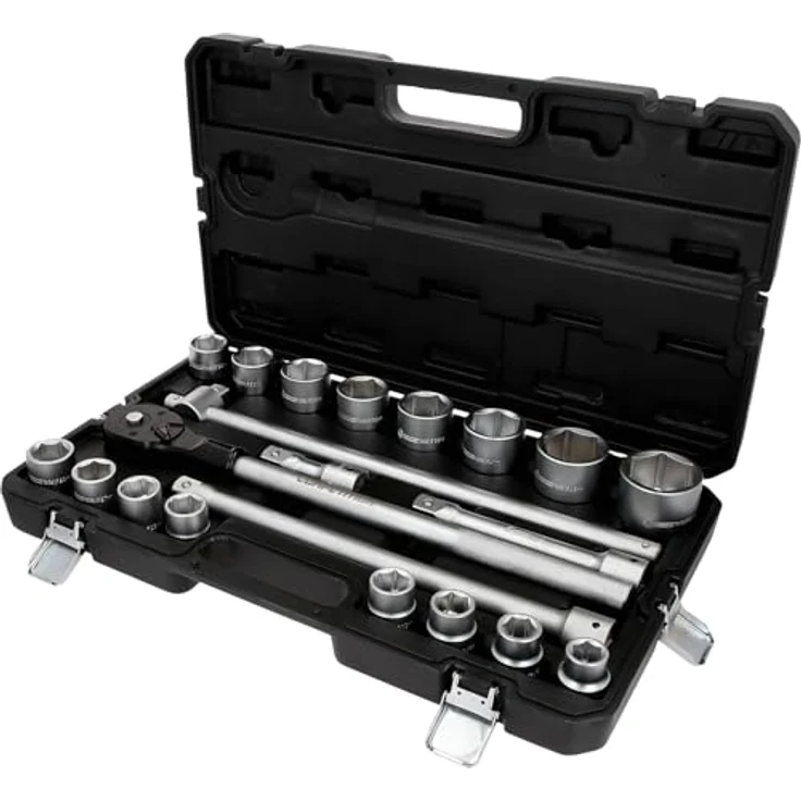 Competition 512.3421 3/4" Steckschlüssel-Satz, 21-tlg, 6-kant FlankTraction-Profil, matt satiniert, Chrom Vanadium, im stabilen Kunststoffkoffer – Bild 1