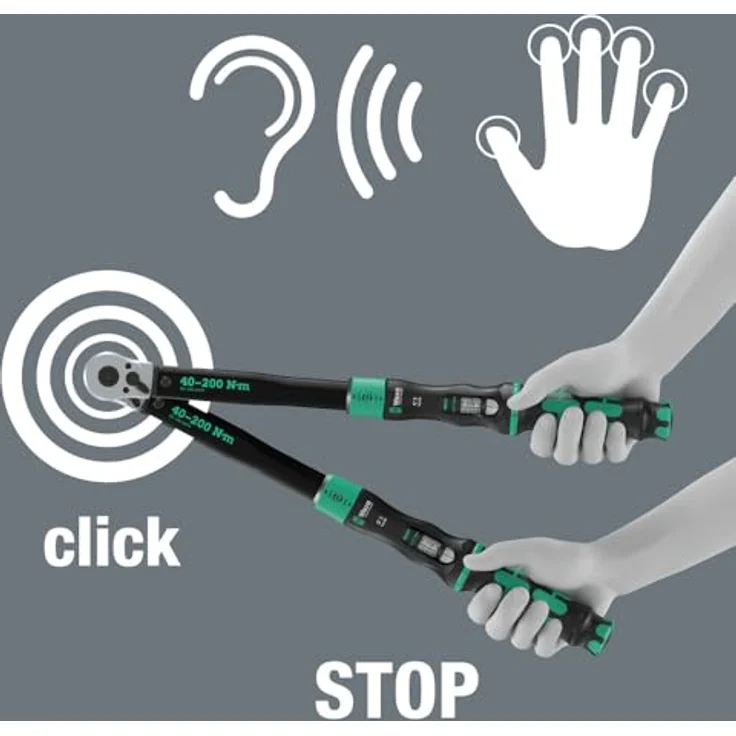 Wera Click-Torque Lock C 3, einstellbarer Drehmomentschlüssel mit Umschaltknarre, 1/2", 40-200 Nm, präzise Auslösung – Bild 8