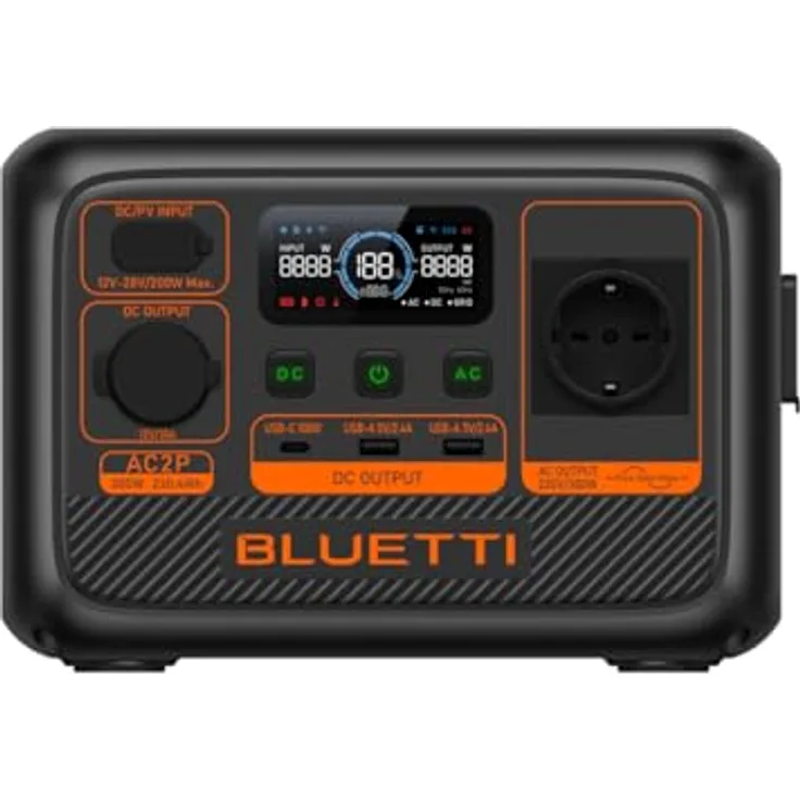 Bluetti AC2P, Tragbare Power Station mit 230.40 Wh und 300W Leistung, leicht und kompakt für Camping und Notfälle