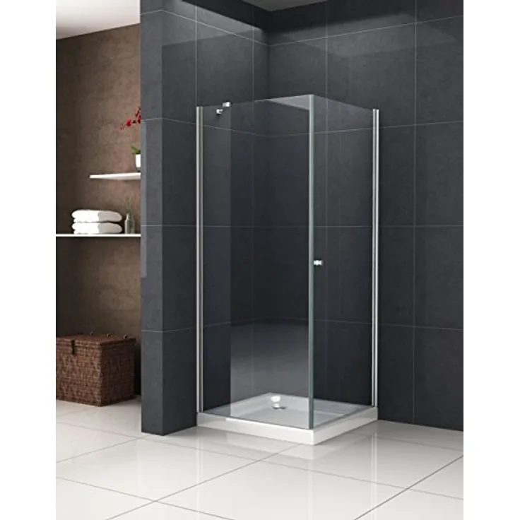Glasdeals Duschkabine DETO-FIX 80 x 80 x 190 cm, 6 mm Sicherheitsglas ESG, leicht zu reinigende Oberflächen, vollständiger Verschluss der Verschraubung, ohne Duschtasse