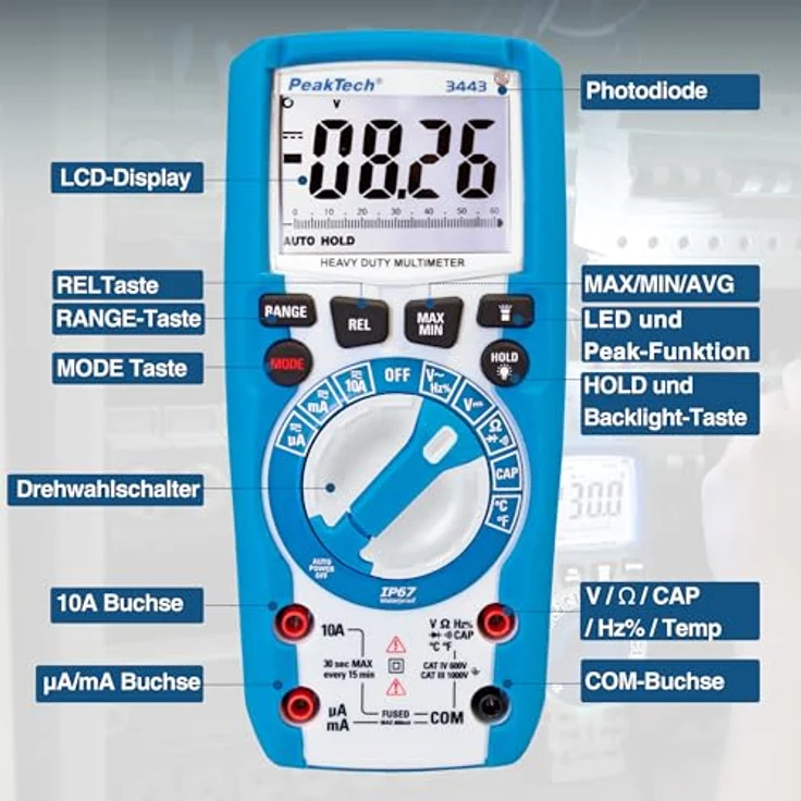 PeakTech 3443 - Multimeter digital 6000 Counts IP67 – Bild 6