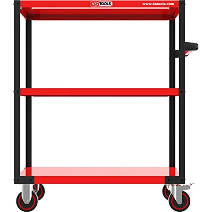 KS Tools 890.0009, Werkzeugwagen + Montagewagen, stabile Stahlblechkonstruktion, 300 kg Tragkraft, Mobilität mit Lenkrollen, drei Etagen zur optimalen Werkzeugorganisation – Bild 4