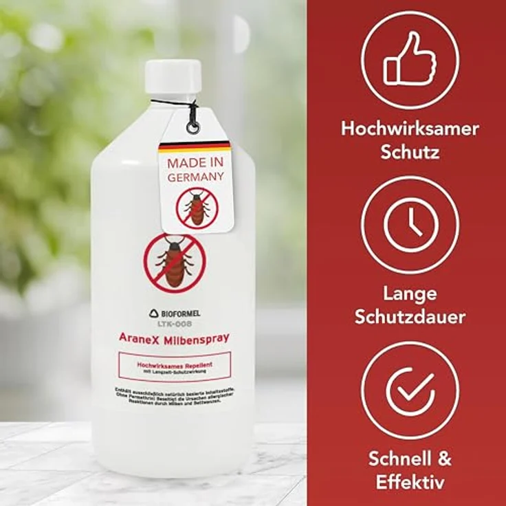 Bioformel LTK-008 Milbenspray, 1L Anti-Milben-Spray mit Langzeitwirkung für Matratzen, Textilien & Polster - Hochwirksam gegen Hausstaubmilben und Bettwanzen – Bild 2
