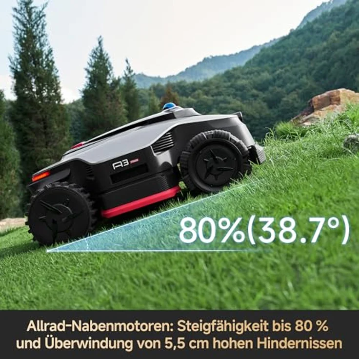 DREAME A3 AWD Pro-3500 Mähroboter mit OmniSense 3.0, 360° 3D LiDAR, KI-Objekterkennung und Allradantrieb, geeignet für Flächen bis 3.500 m², max. Neigung 80% – Bild 5