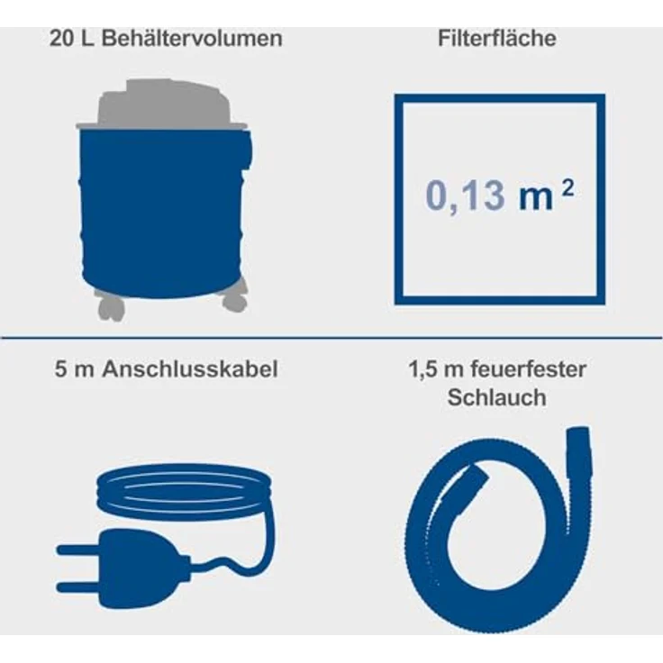 Scheppach Aschesauger 1200W - 20L - AVC20 - Scheppach – Bild 5