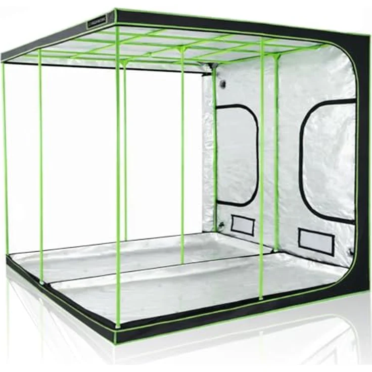 HIGHWERK Growzelt "MyHomeGrow" 200 x 200 x 200 cm, lichtundurchlässiges Indoor Zuchtzelt mit hochreflektierender Innenseite, schwarz grün – Bild 5
