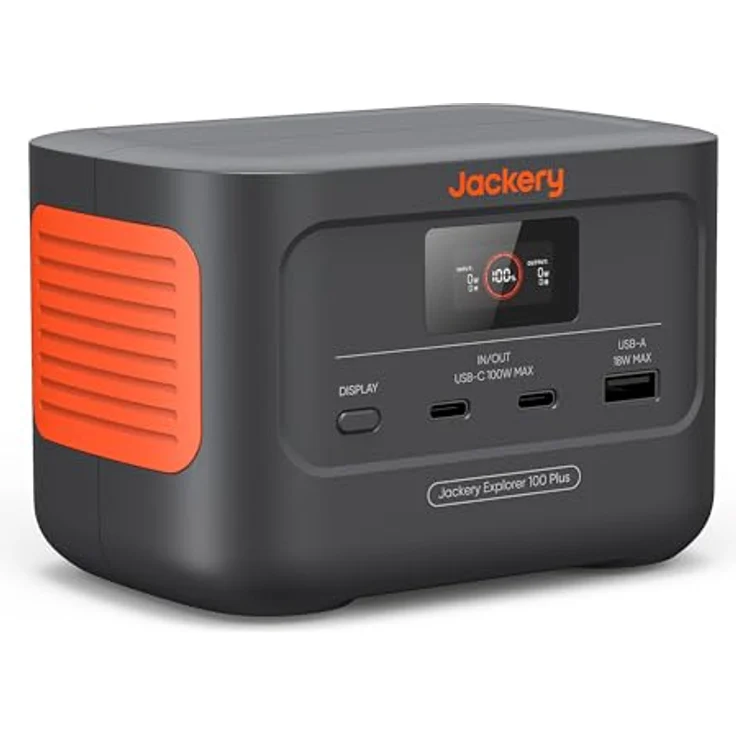 Jackery Explorer 100 Plus, 99 Wh/31000 mAh Tragbare Powerstation mit LiFePO4 Akku mit 128 W Ausgang, Handtellergroßer Back-up-Akku für Geschäftsreisen und Erkundungen im Freien – Bild 1