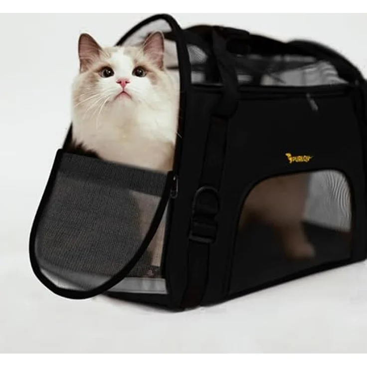 Purlov Tiertransporttasche Transporttasche für Hunde/Katzen bis 8,00 kg, Sicherer Transport für Haustiere, stabil und komfortabel, schwarz – Bild 3
