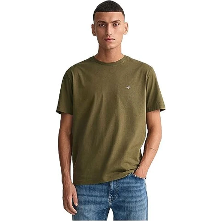 GANT Reg Shield, Herren Shirt aus 100% Baumwolle, Grün, Größe S mit gesticktem Emblem – Bild 1