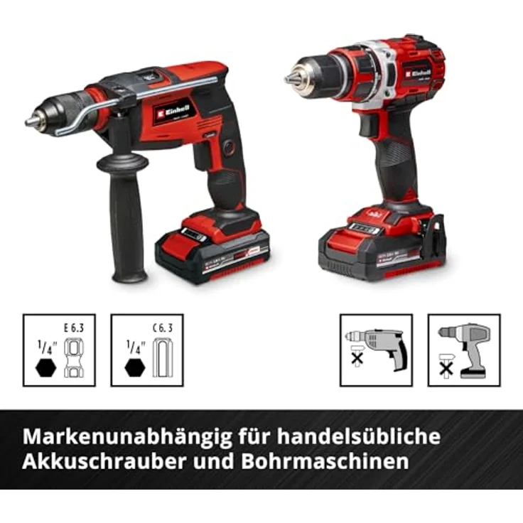 Einhell S-Case Bit-Set 28-tlg., mit 15 Bits 25 mm und 9 Bits 50 mm aus Chrom Vanadium Stahl, inklusive 3 Hexagonal-Stecknüssen und Schnellwechselbithalter – Bild 12