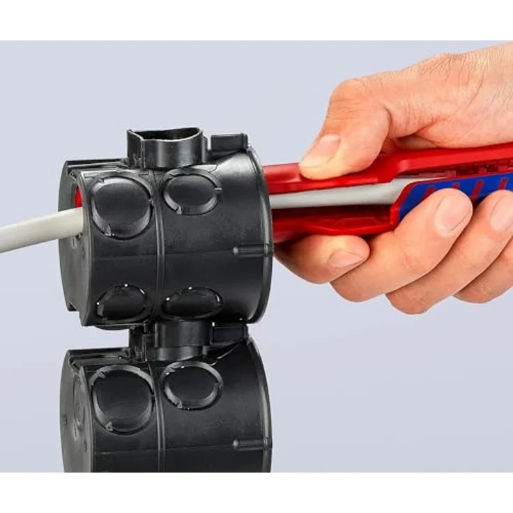 Knipex Tiefen-Abmantelungswerkzeug 175 mm 16 80 175 SB, Abisoliergerät mit langer, ergonomischer Formgebung für tiefe Gerätedosen – Bild 5