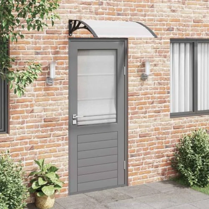 vidaXL Markise Türvordach Schwarz und Transparent 100x75 cm Polycarbonat (1-St) - Wetterfest, stabiler Rahmen, einfache Montage - Preisvergleich – Bild 3