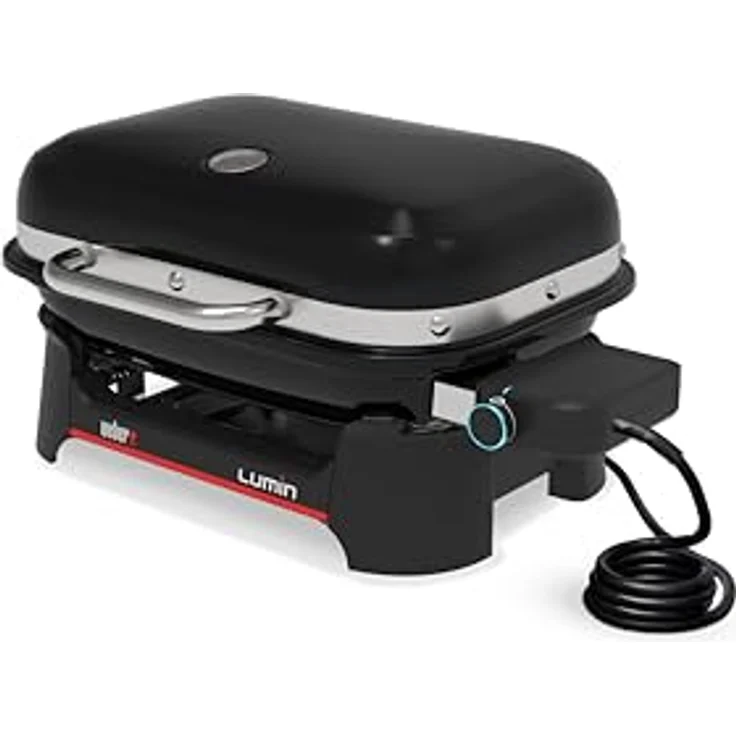 Weber Lumin Compact Elektrogrill, tragbar, 43 x 32 cm Grillfläche, bis zu 315 °C, mit Deckelthermometer, emaillierte Gusseisenroste, schwarz – Bild 4