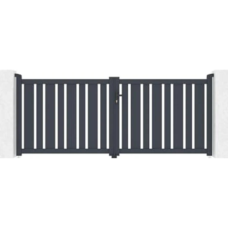 Casanoov Doppelflügeltor VEYMONT, Aluminium 3m, Höhe 120cm, grau, korrosionsbeständig, Zubehör inklusive – Bild 1
