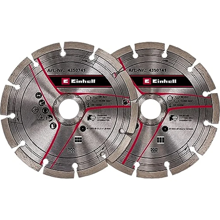 Einhell Diamant-Trennscheiben-Set 150 mm, 2 Stück für Mauernutfräse TE-MA 1700, Ø 150 mm, 22,2 mm Bohrung – Bild 1