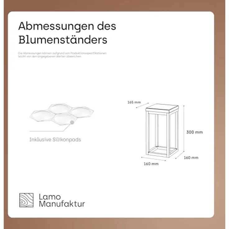LAMO Manufaktur Blumenständer 30cm Pflanzenständer: Grauweiß (100% Echtholz Massiv, Farbe: Rustikal) – Bild 4