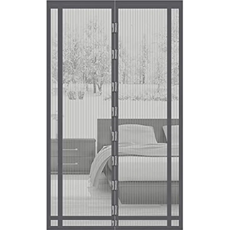 Sekey Magnet Fliegengitter Balkontür ohne Bohren Zuschneidbar, Türvorhang Fliegenschutz, Insektenschutz Tür Vorhang mit Verbreitertem Klebeband 160x230cm, Grau – Bild 1