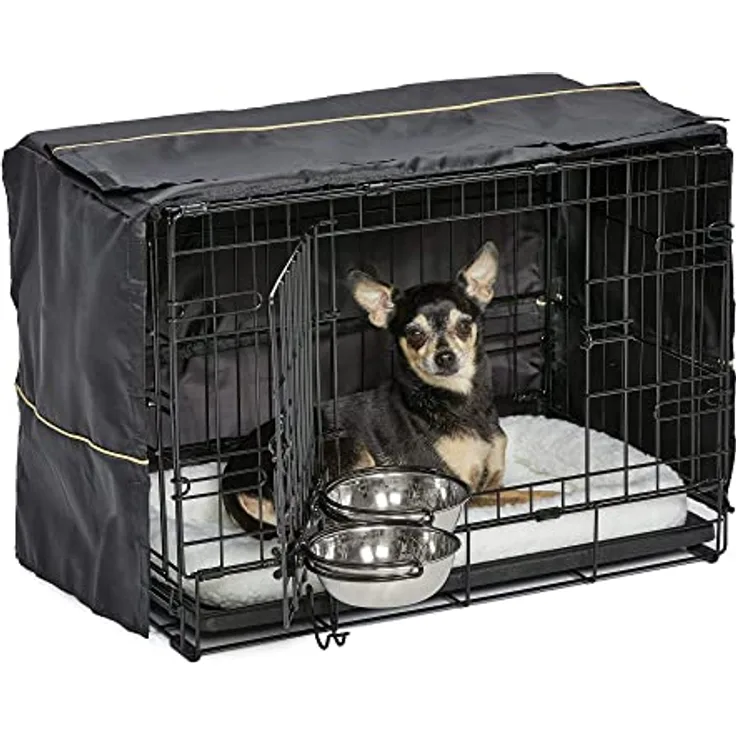 MidWest Homes for Pets iCrate Starter-Set für Hundekäfige, 55,4 cm, ideal für XS-Hunderassen (Gewicht bis zu 5,4 kg), inklusive Hundebox, Haustierbett, 2 Hundenäpfe und Hundekäfigabdeckung
