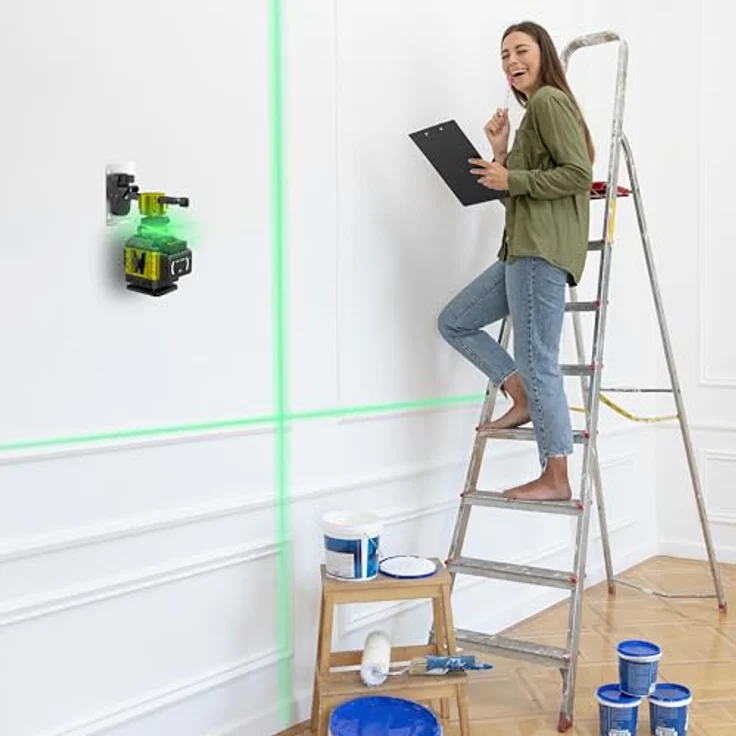 Retoo Linienlaser Kreuzlinienlaser Stativ Selbstnivellierend Baulaser Kreuzlaser IP54, Baustellen Inneneinrichtung LCD Wasserschutz Leitungsflimmeralarm, grün - Preisvergleich – Bild 5